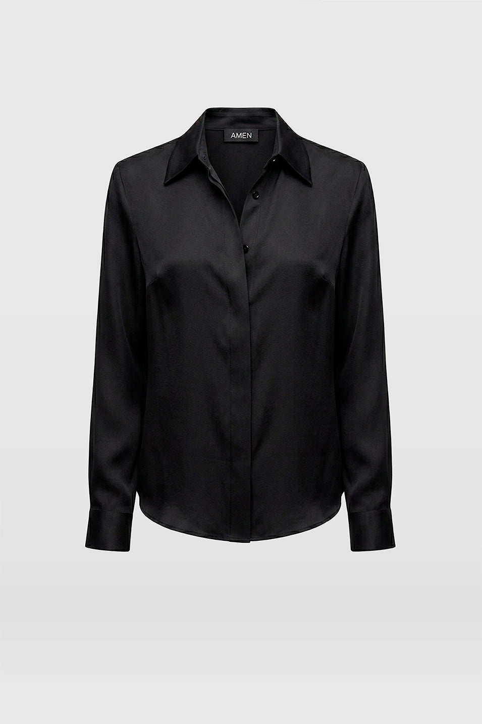 AMEN Leather - BLACK LIA SHIRT - Top de seda