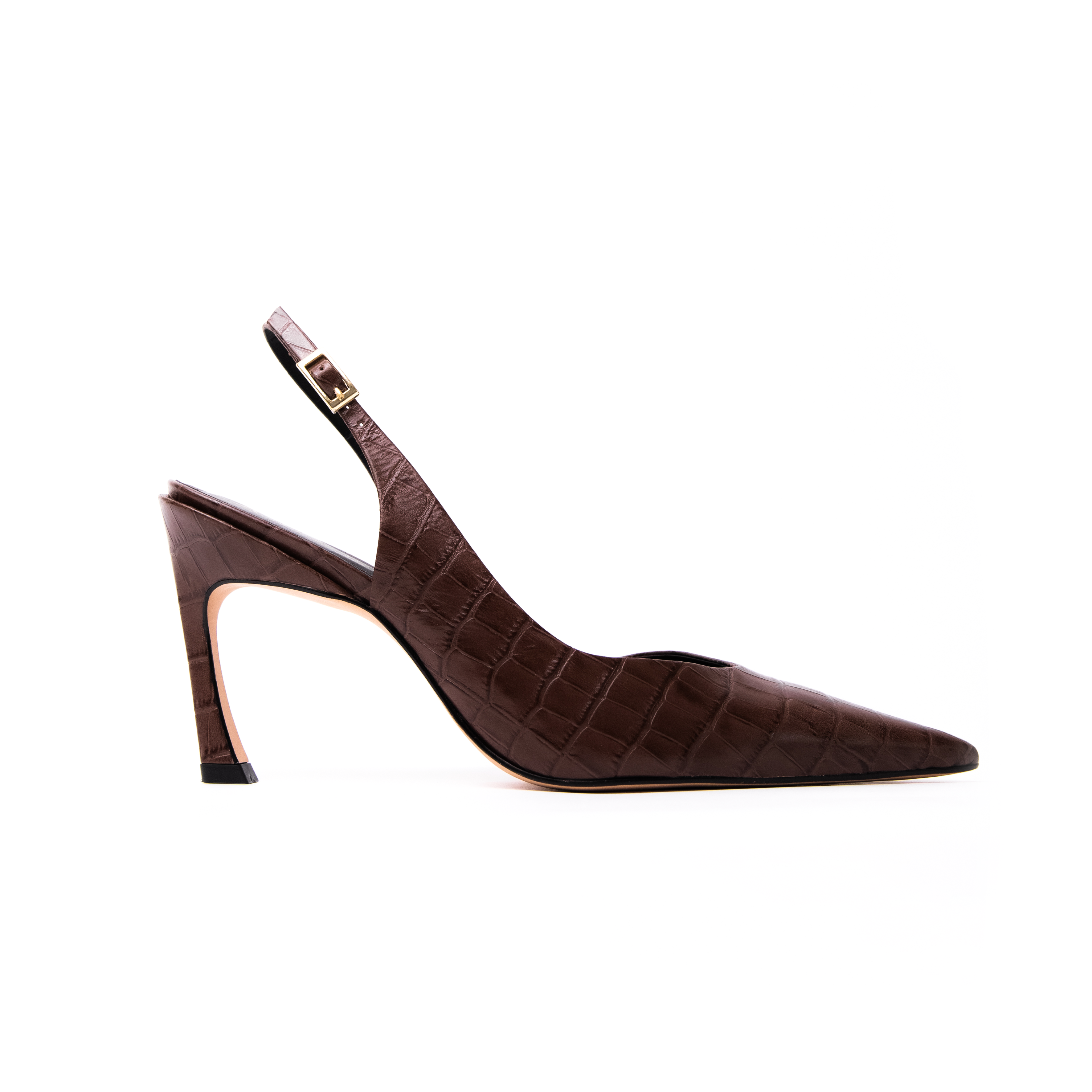 Zapato Amelie Cuero Croco Café