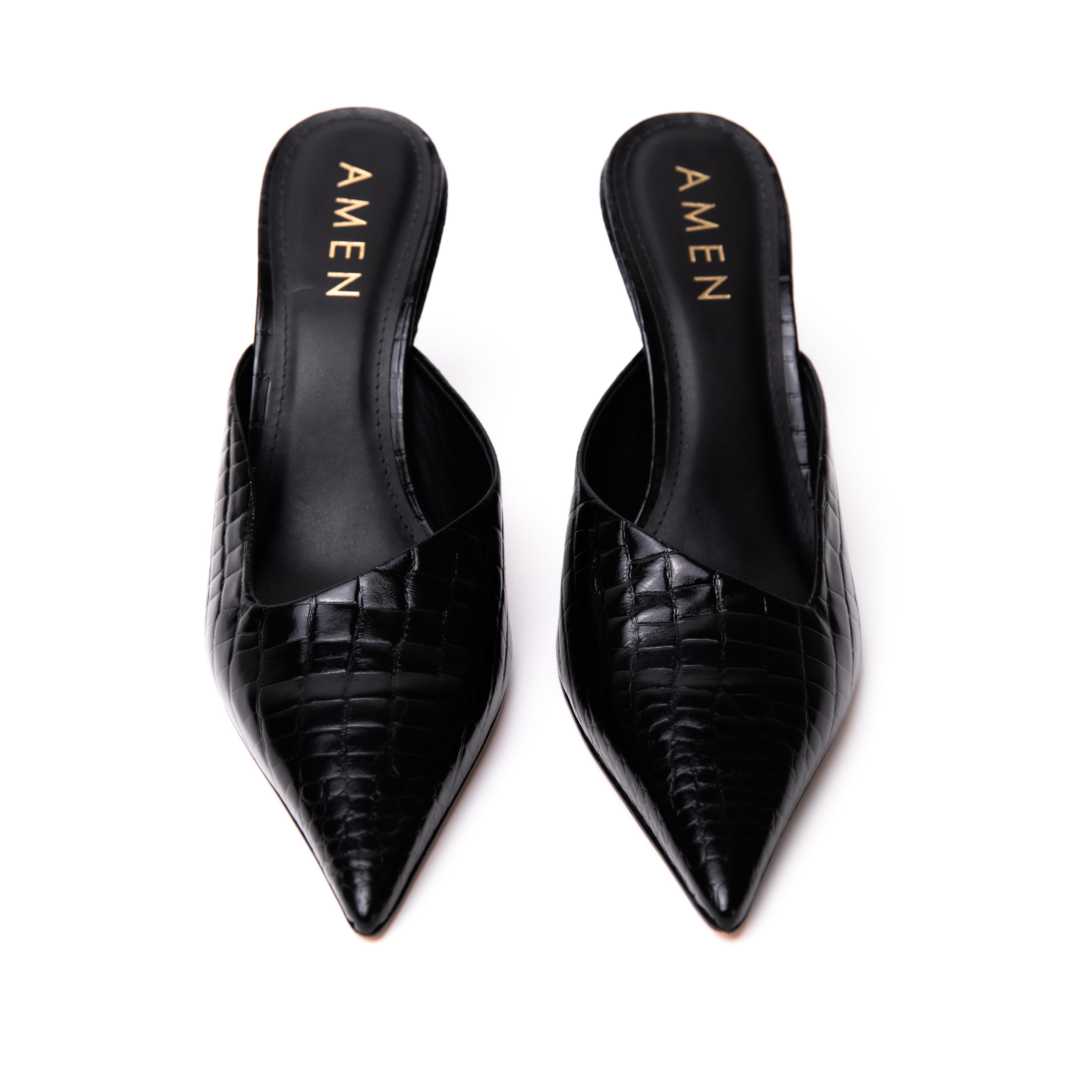 Zapato Sophie Cuero Croco Negro