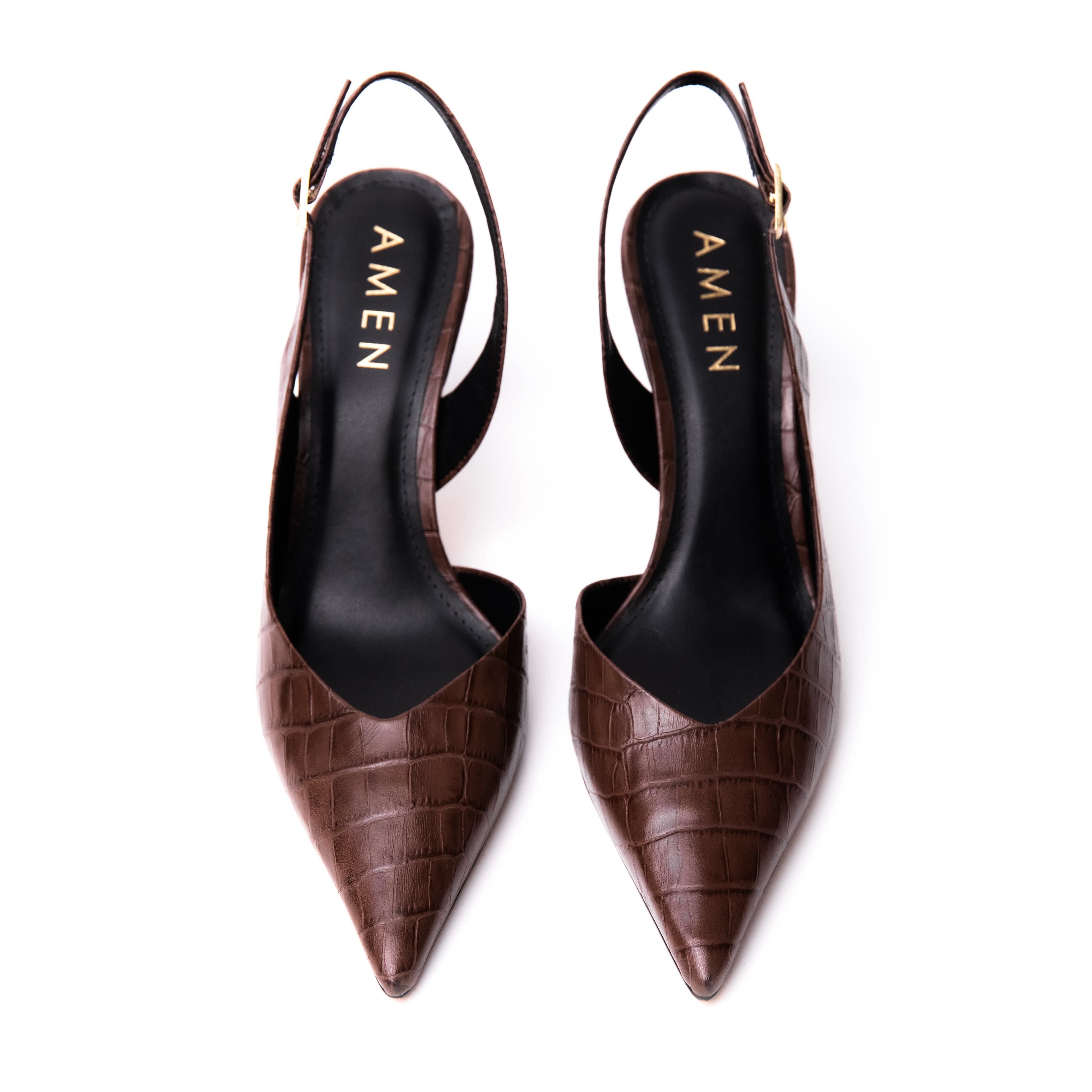 Zapato Amelie Cuero Croco Café