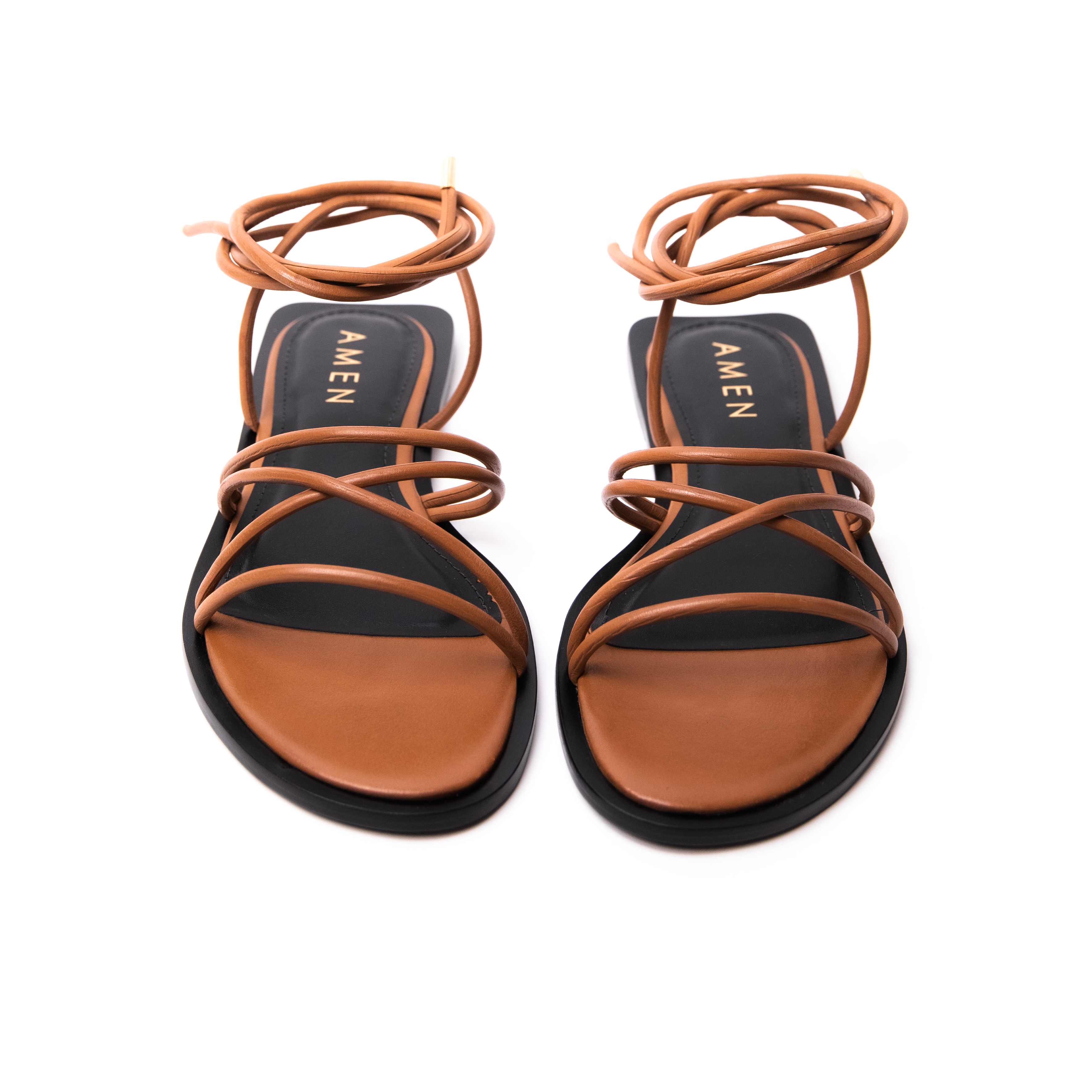 Zapato Claudine Cuero Trenzado Caramelo