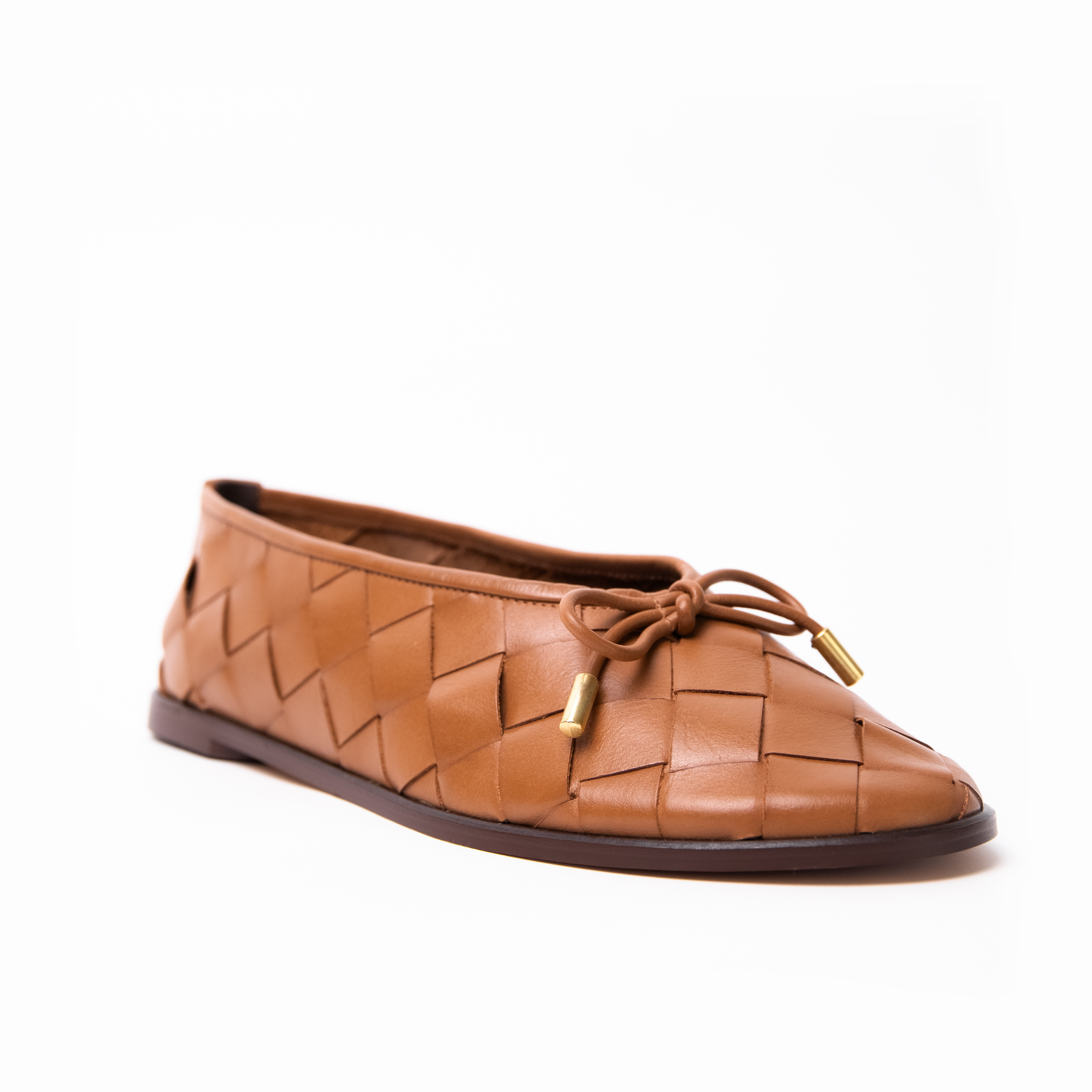 Zapato Elise Cuero Trenzado Caramelo