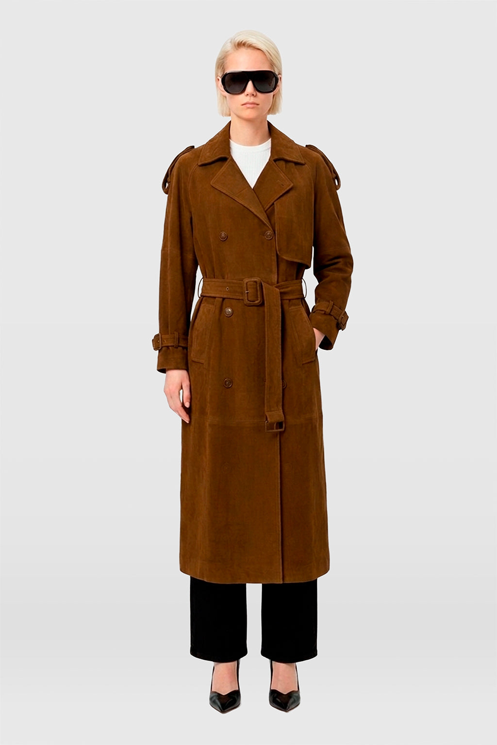 ROSE DARK BROWN SUEDE TRENCH