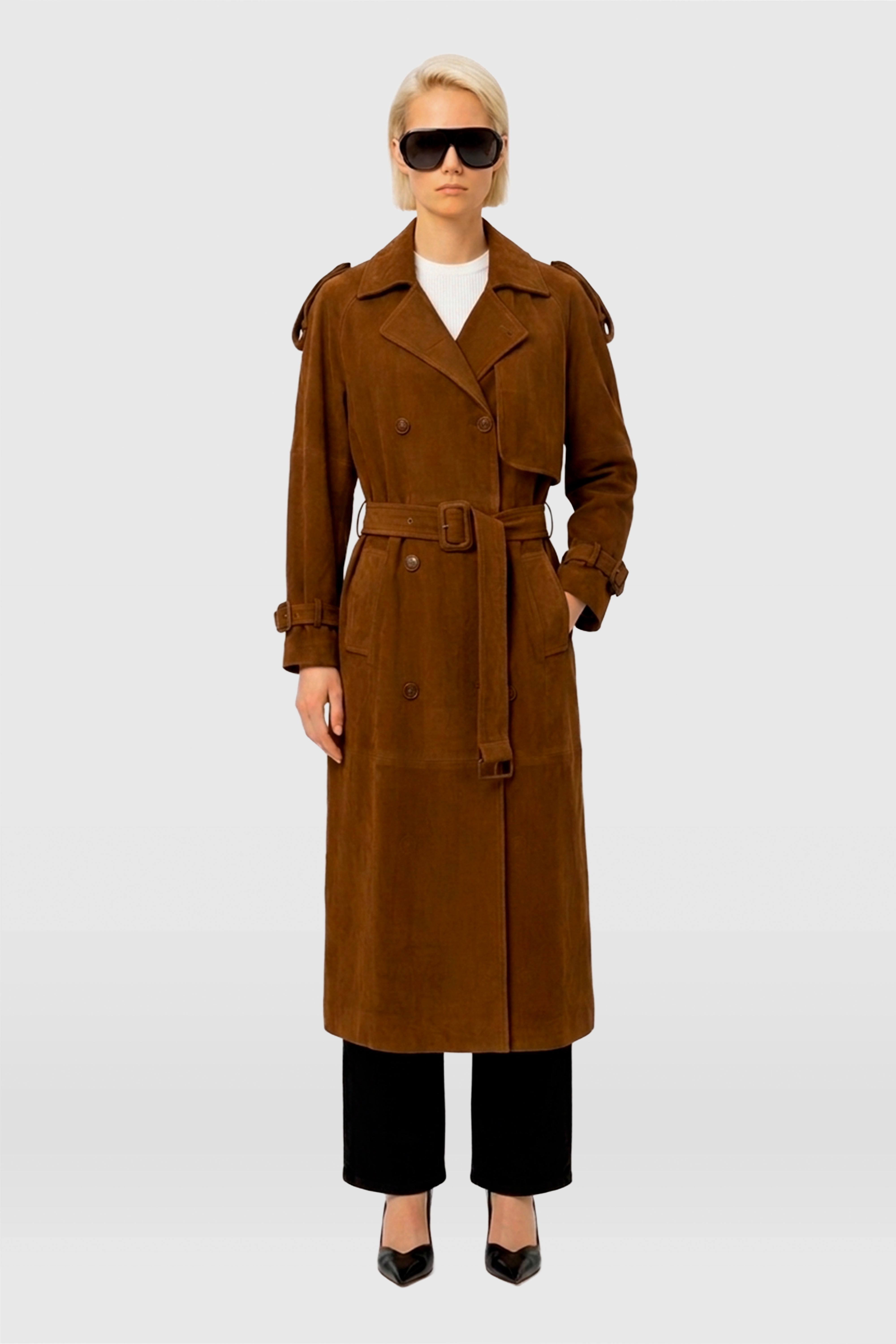 ROSE DARK BROWN SUEDE TRENCH