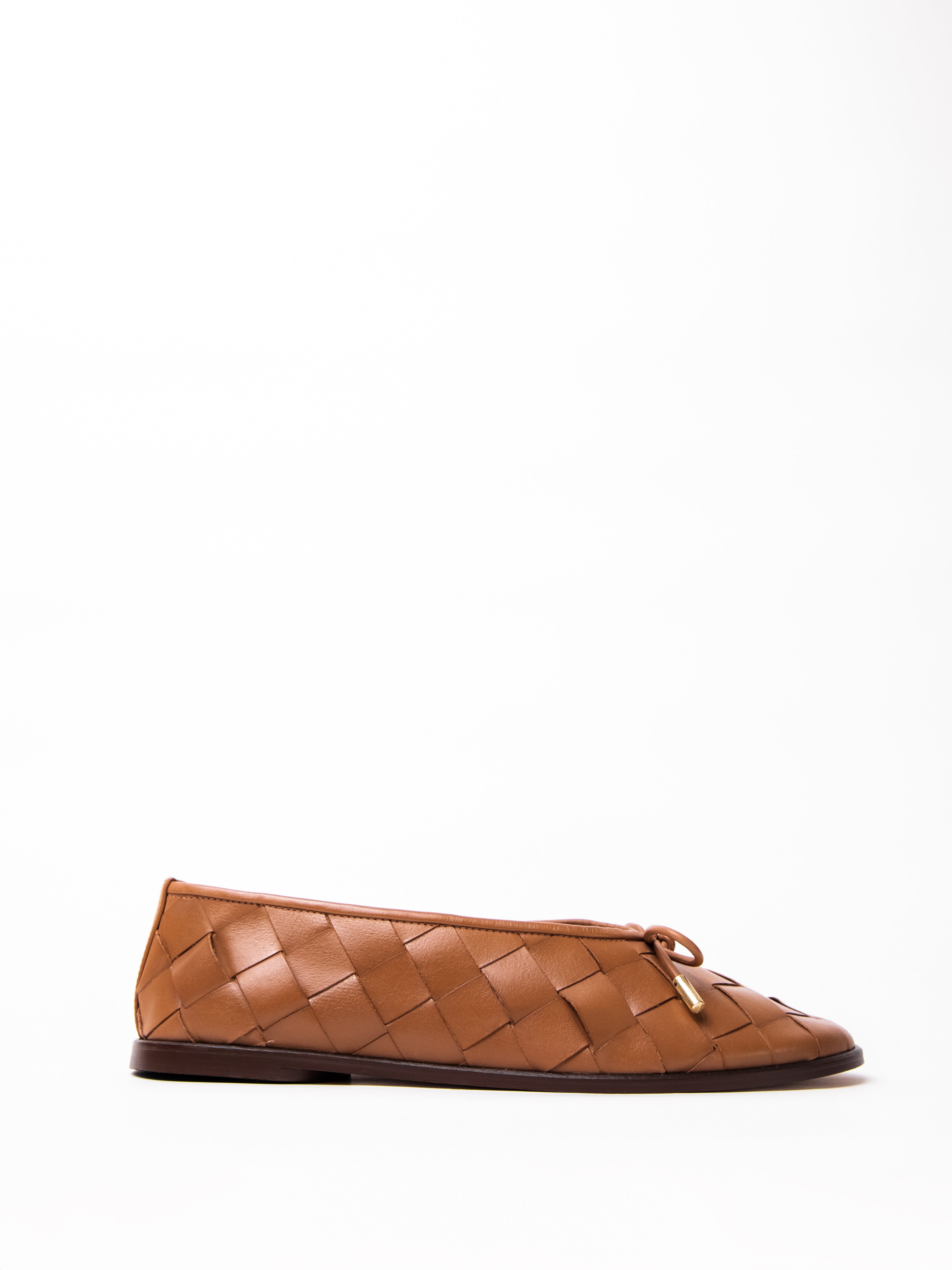 Zapato Elise Cuero Trenzado Caramelo