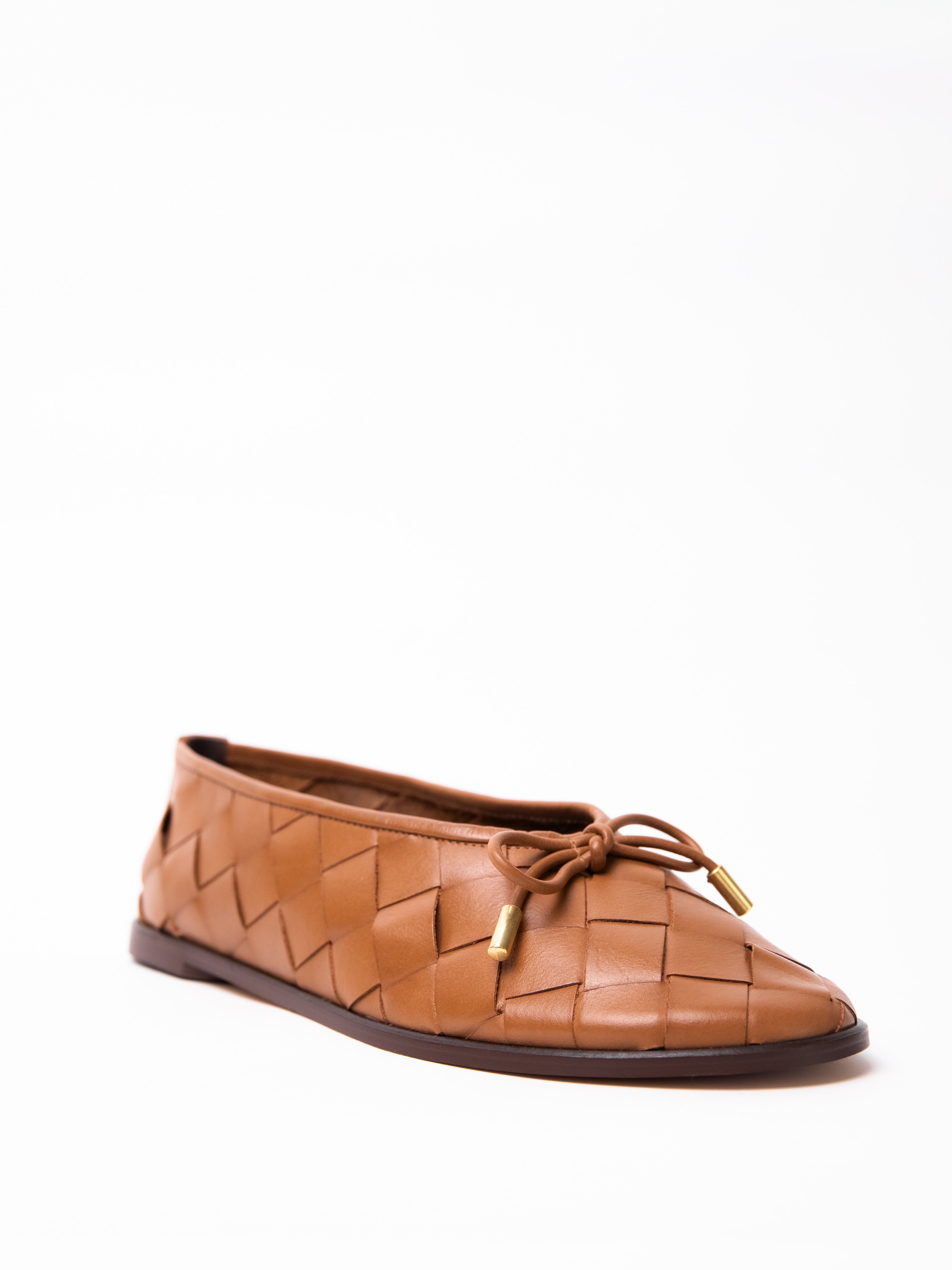 Zapato Elise Cuero Trenzado Caramelo