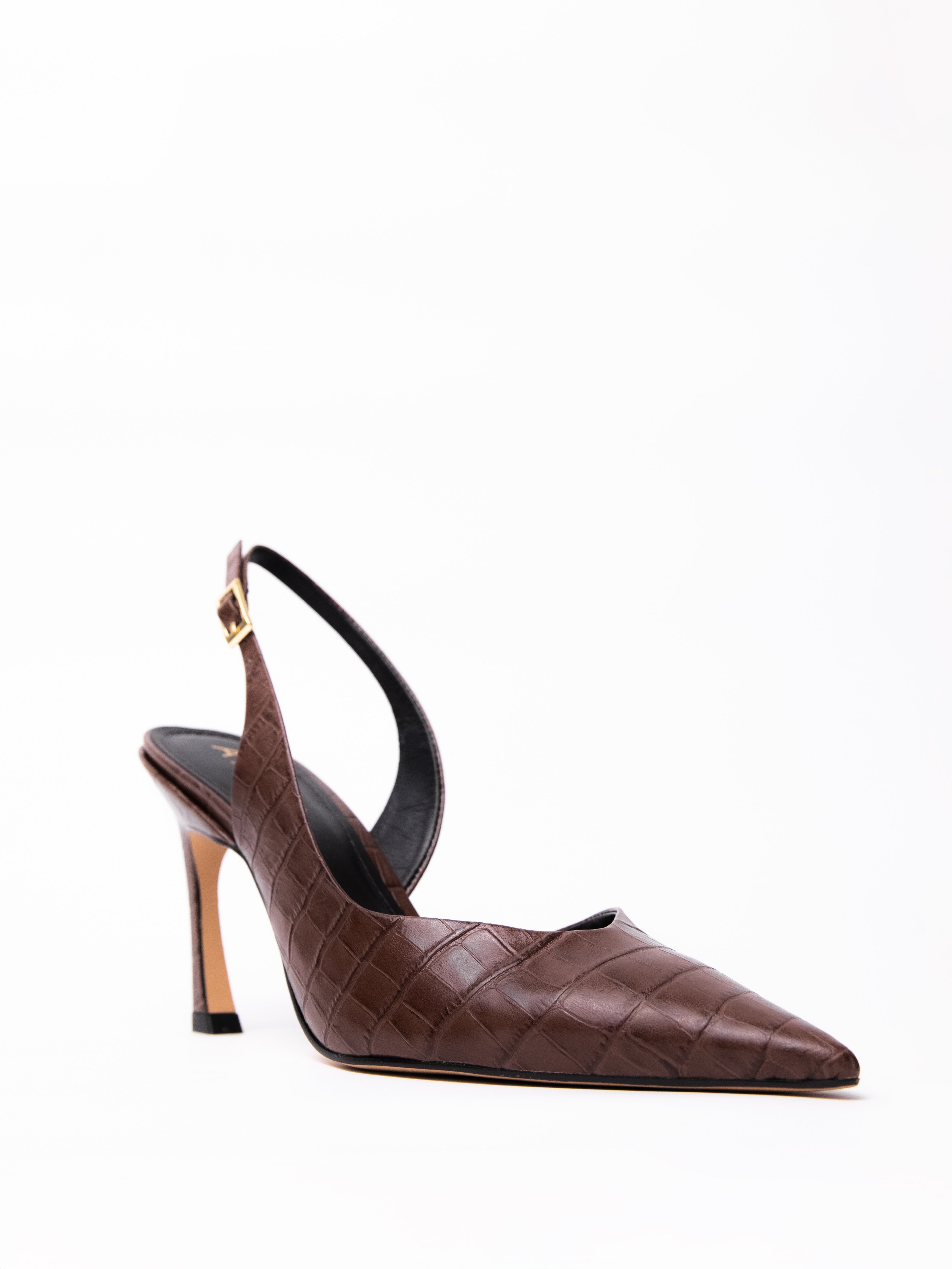 Zapato Amelie Cuero Croco Café