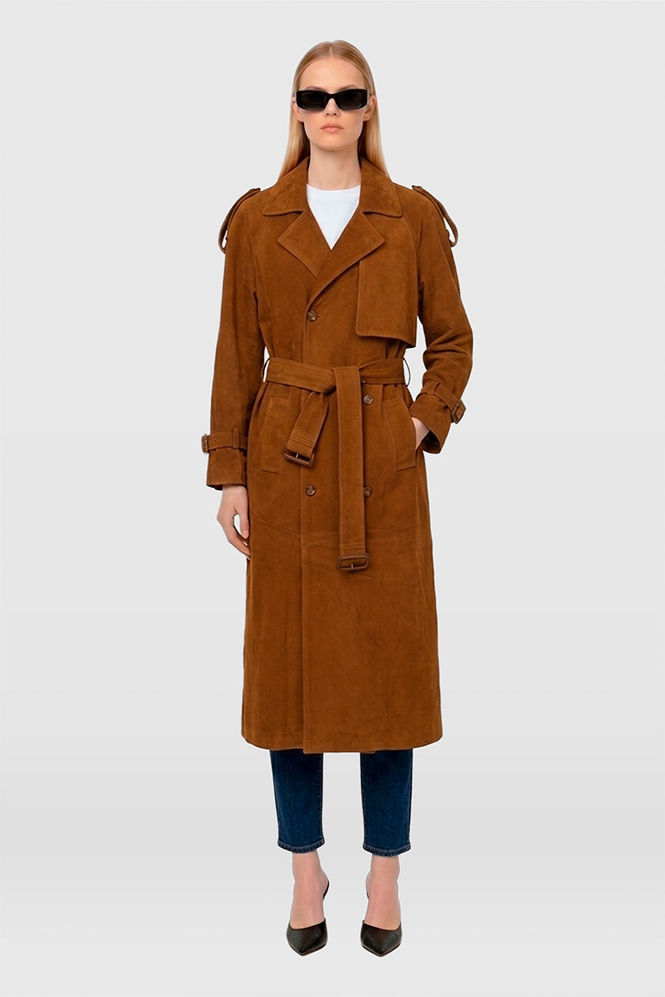 ALMA CARAMEL SUEDE TRENCH