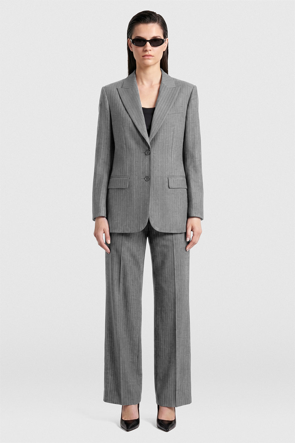 Blazer Sastre Mujer Gris Clara