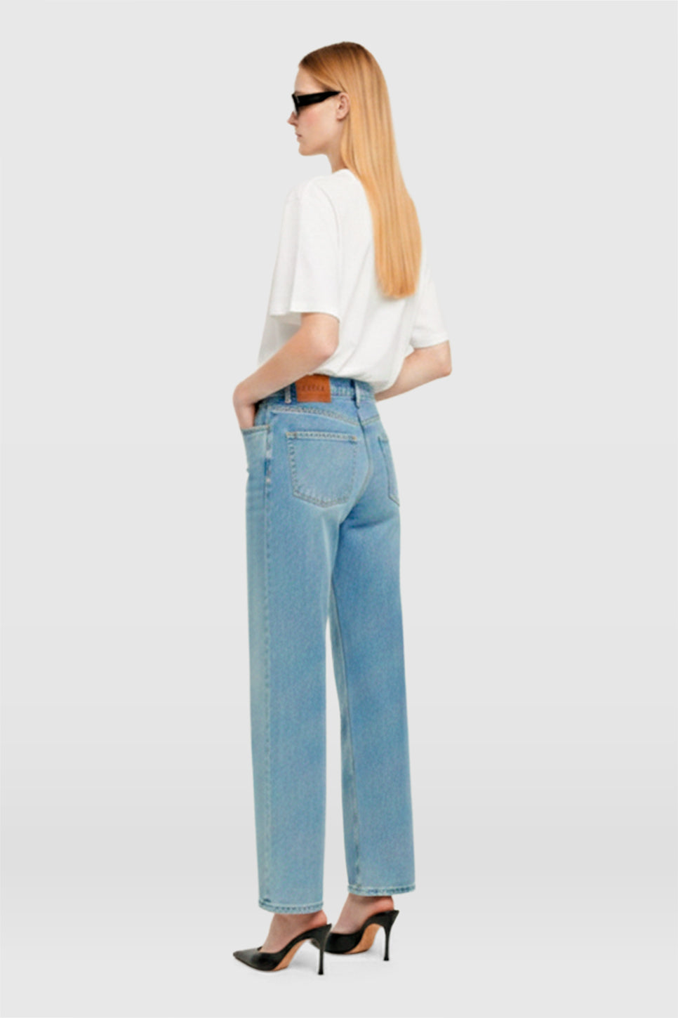 AMEN Leather - JEANS WIDE ESTELA - Jeans de denim