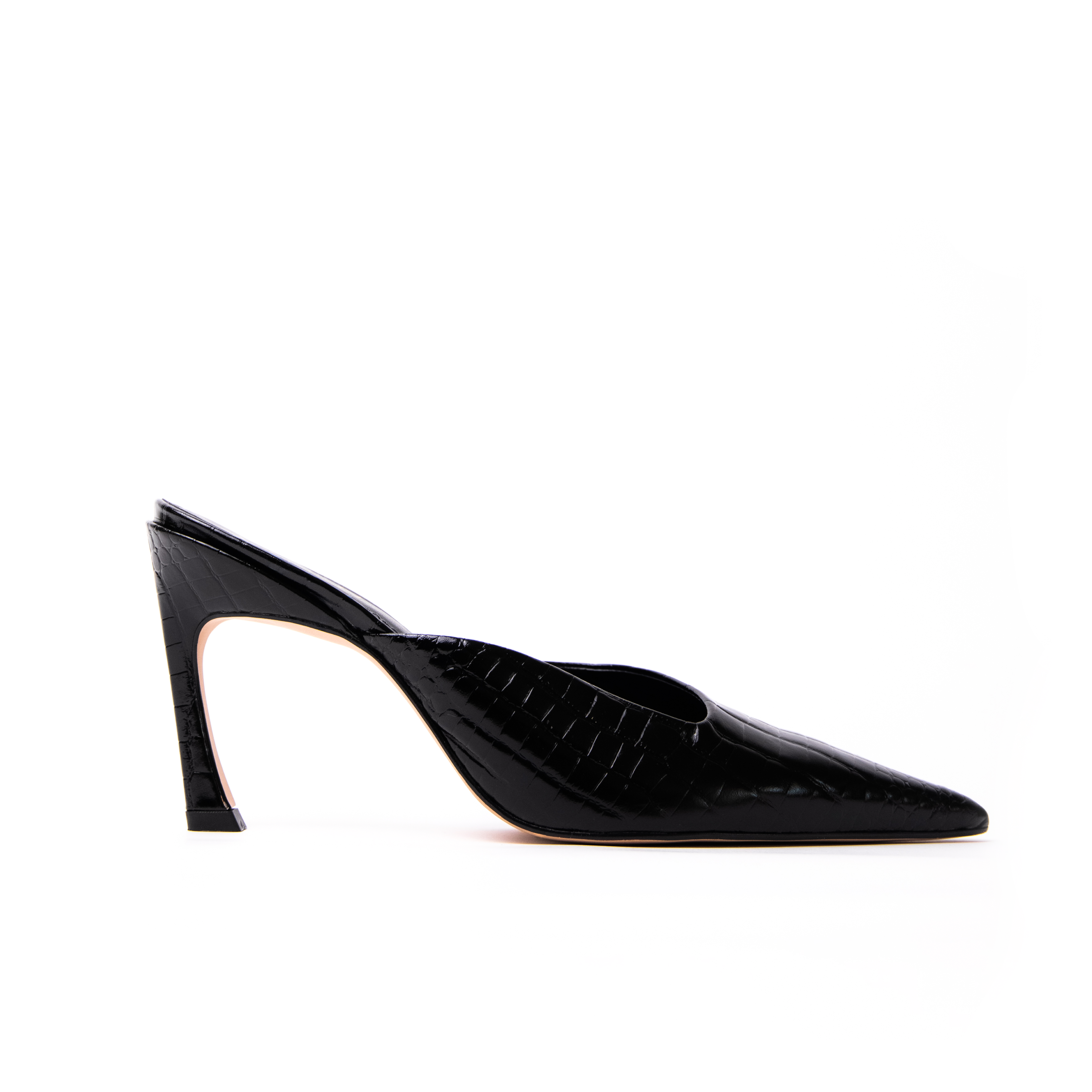 Zapato Sophie Cuero Croco Negro