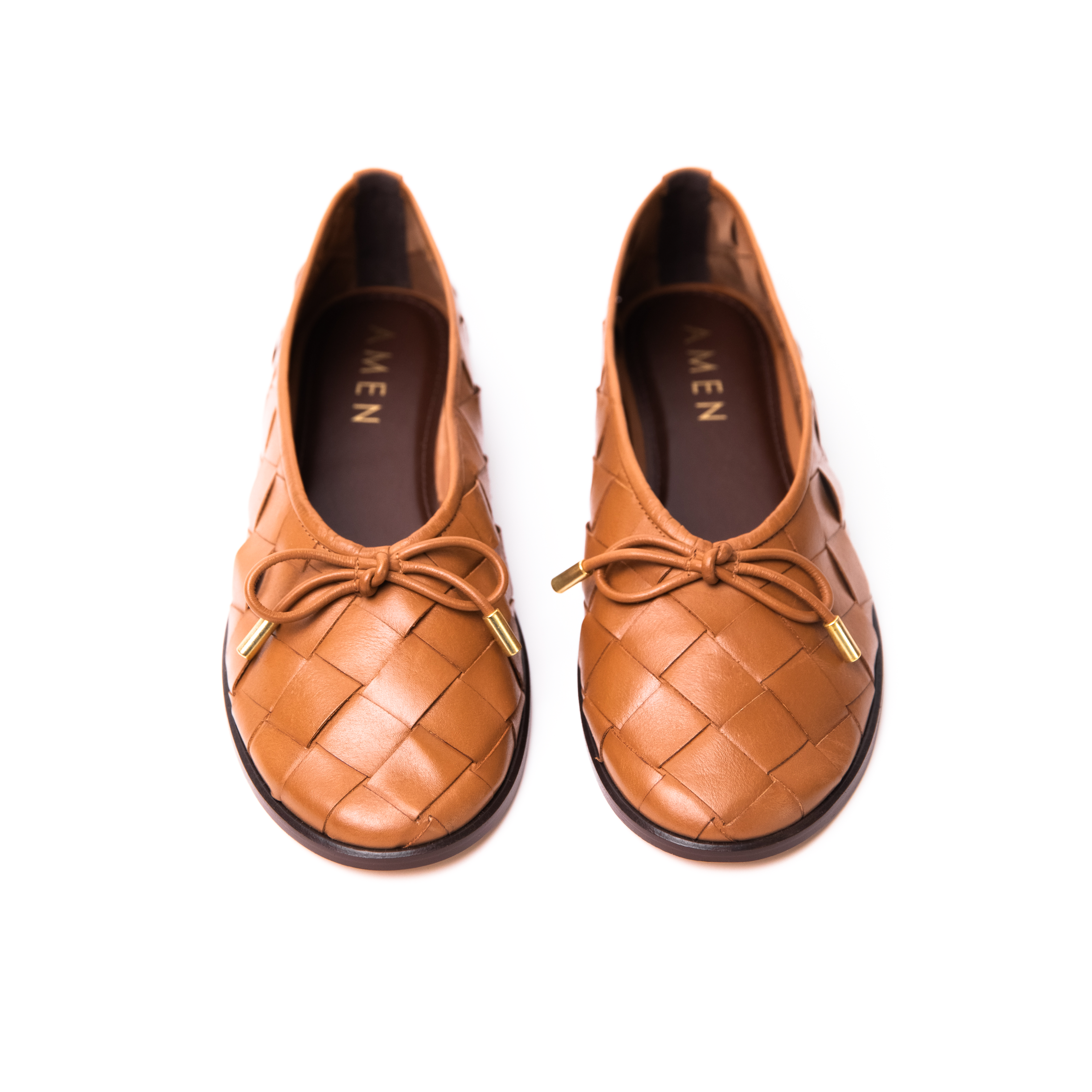 Zapato Elise Cuero Trenzado Caramelo