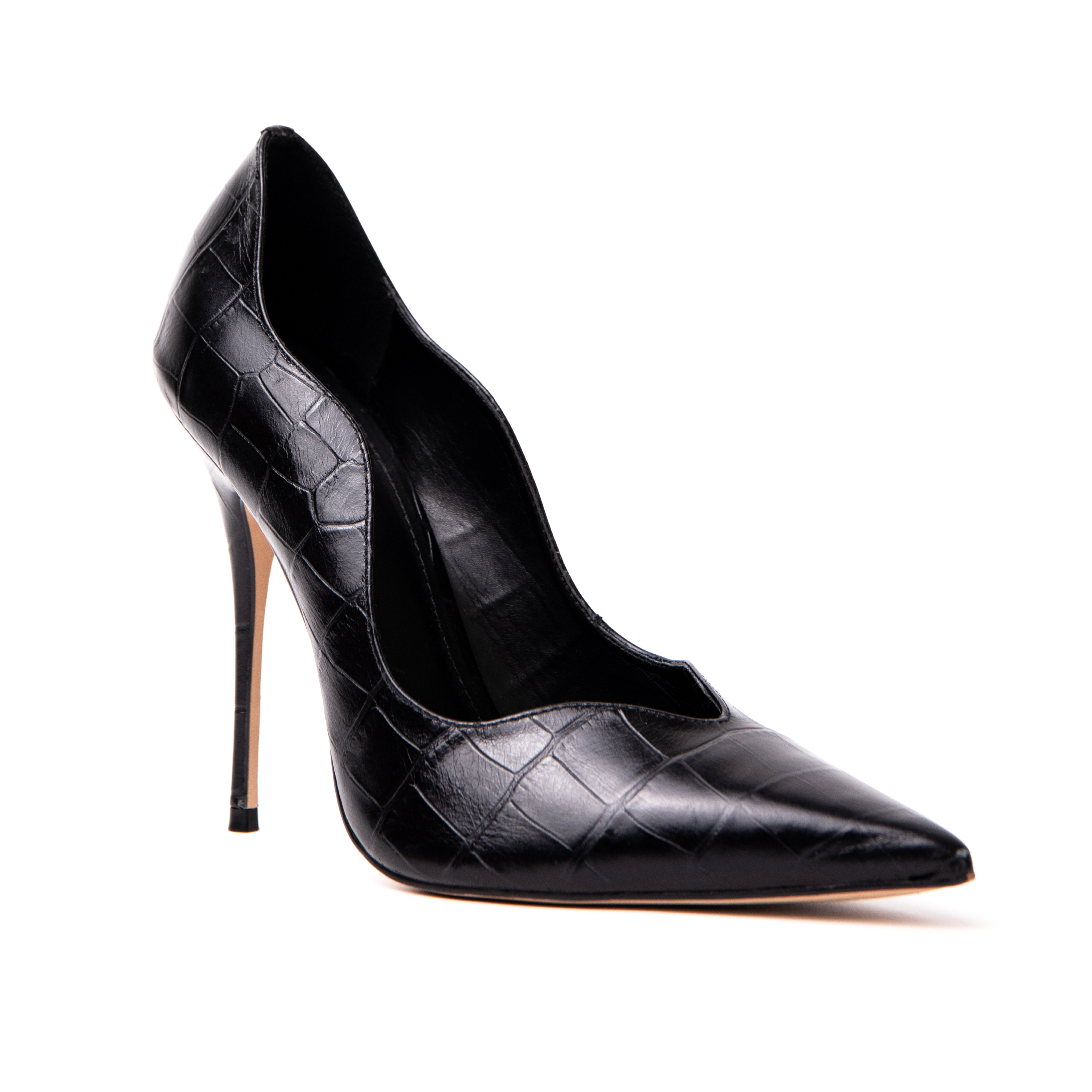 Zapato Celine Cuero Croco Negro