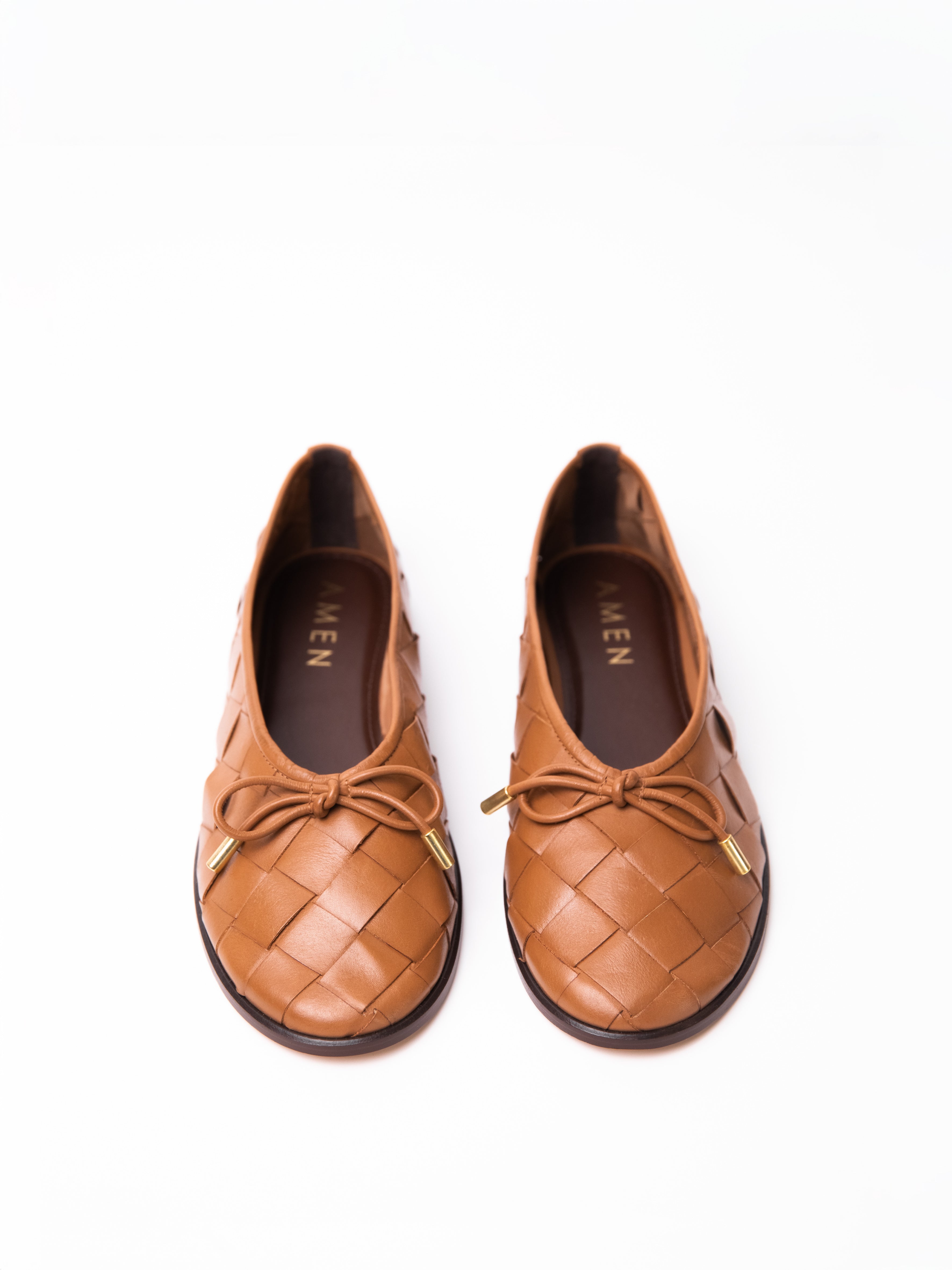 Zapato Elise Cuero Trenzado Caramelo
