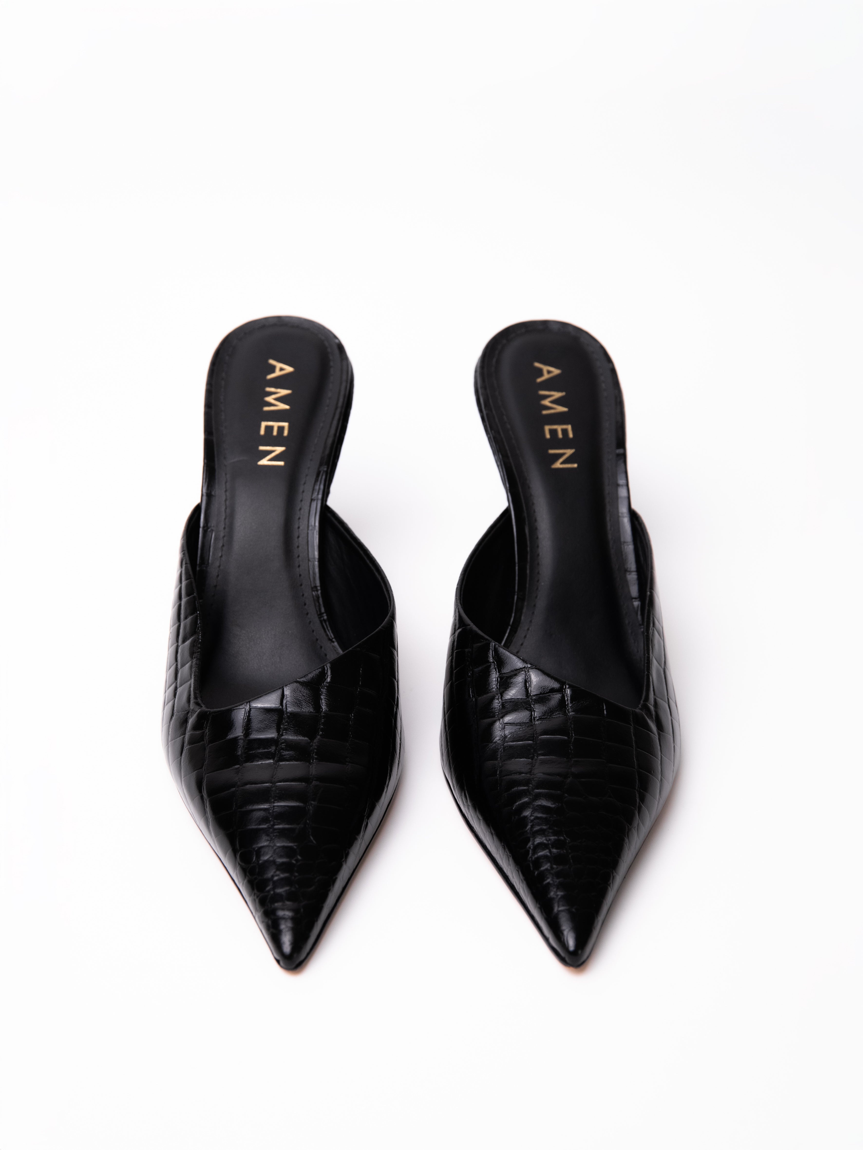 Zapato Sophie Cuero Croco Negro