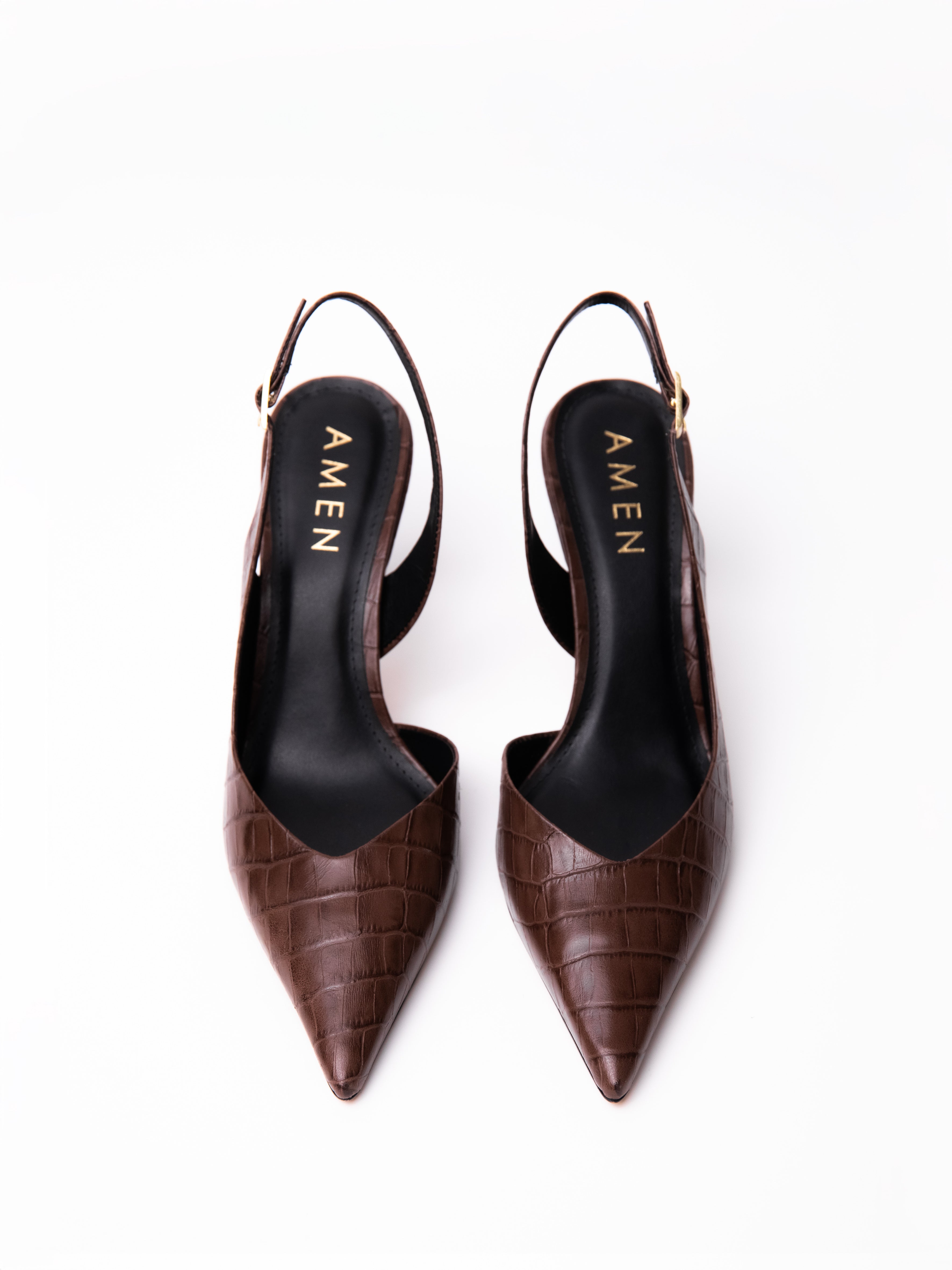Zapato Amelie Cuero Croco Café