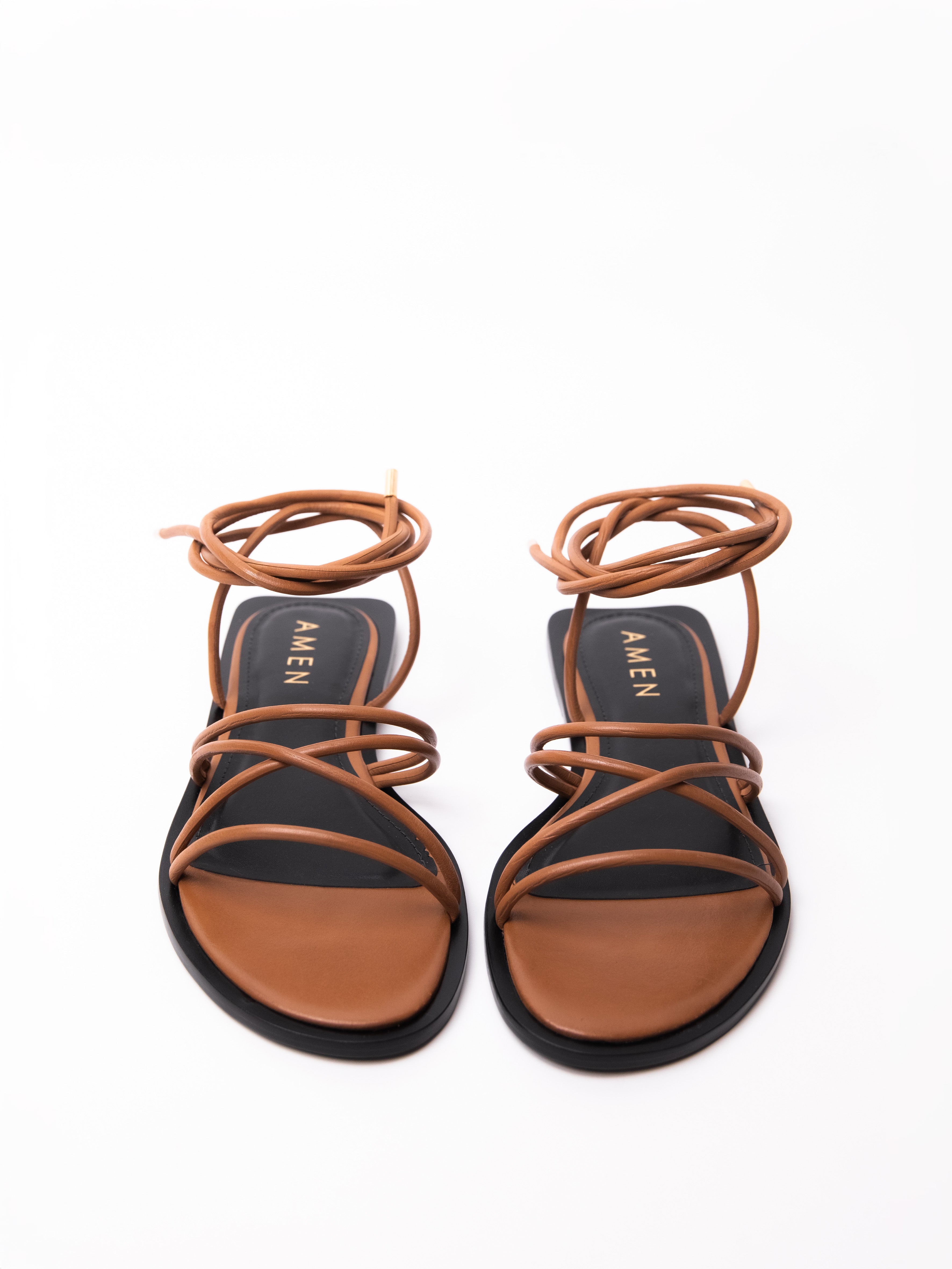 Zapato Claudine Cuero Trenzado Caramelo