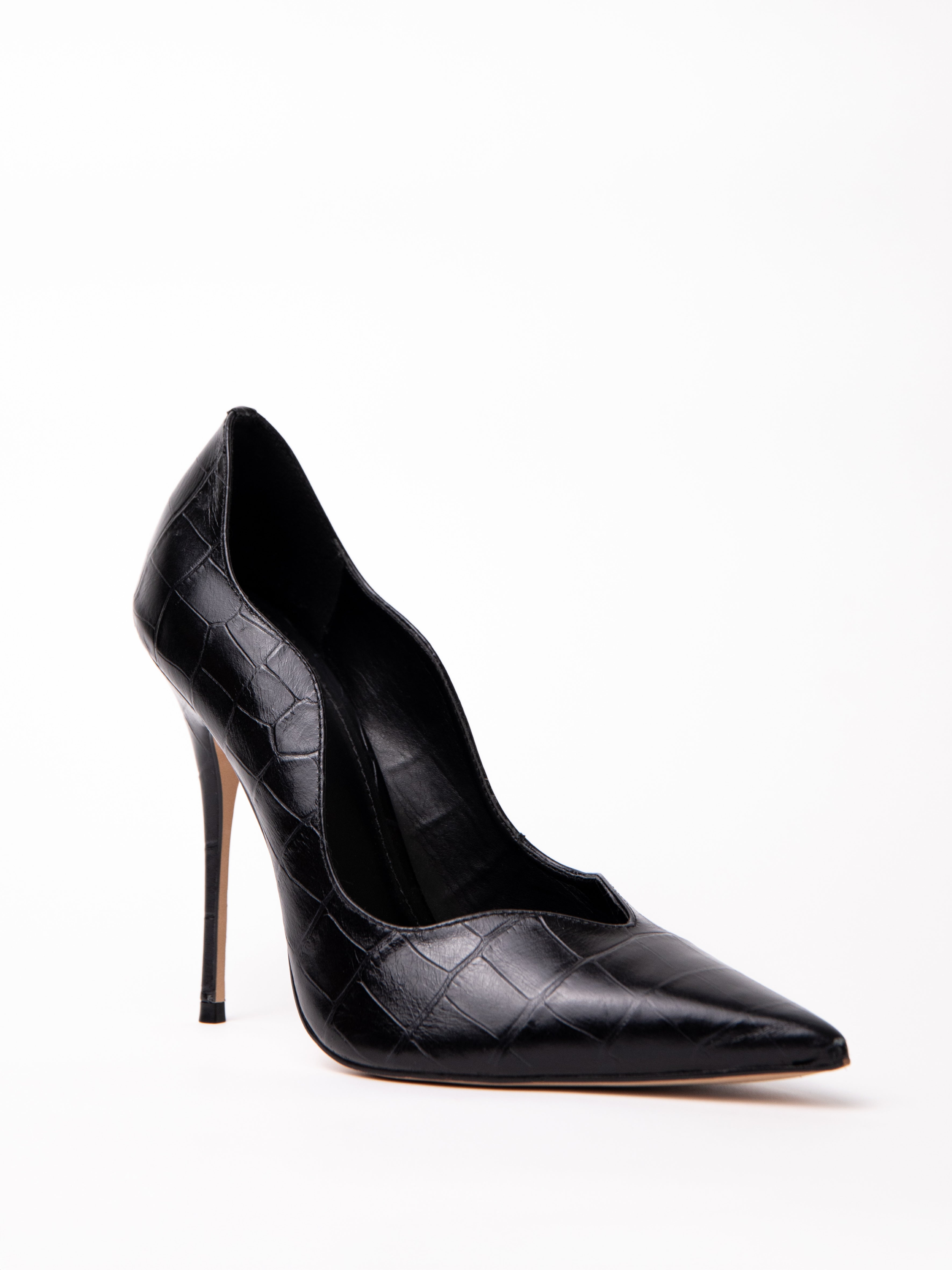 Zapato Celine Cuero Croco Negro