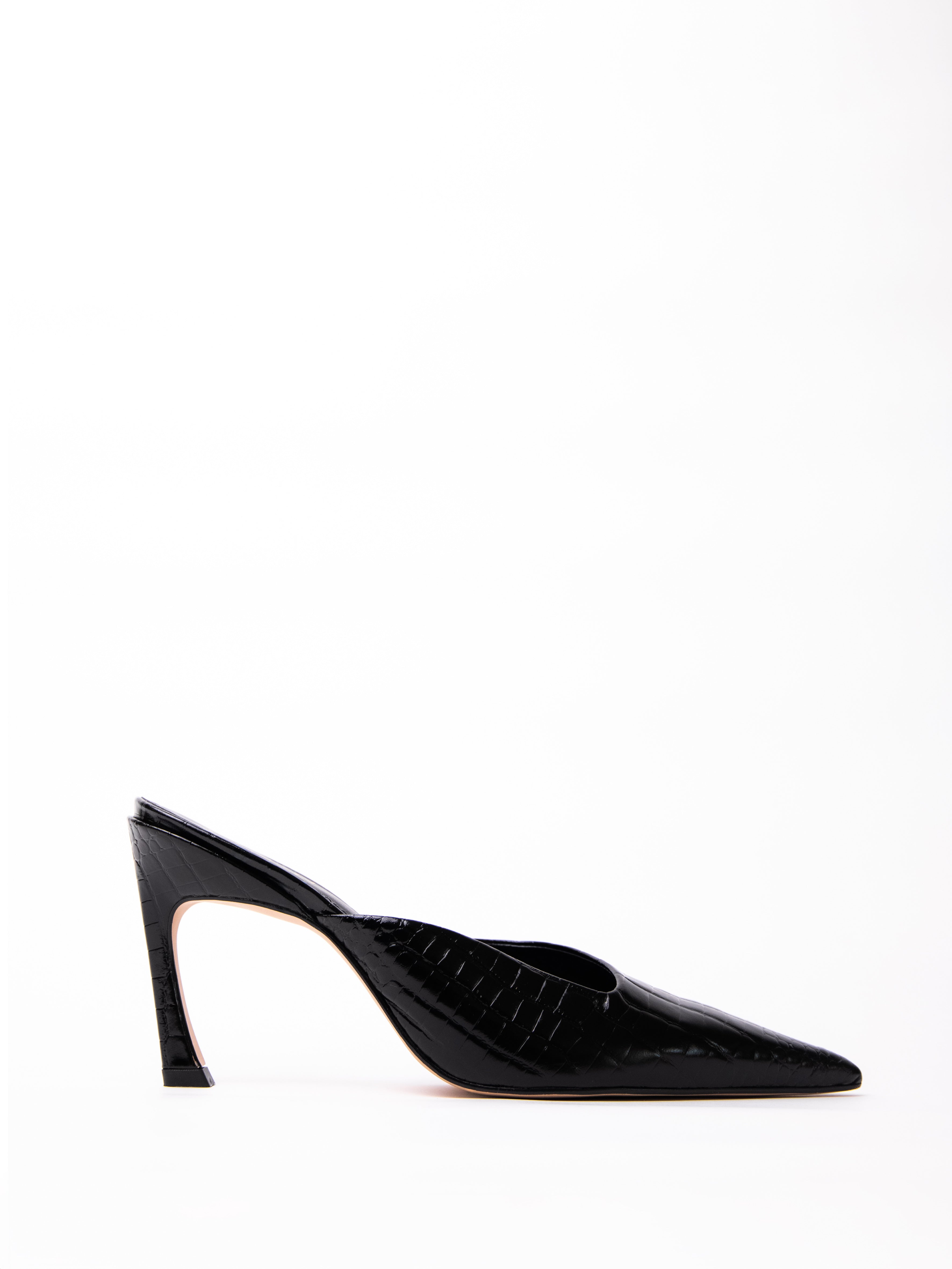 Zapato Sophie Cuero Croco Negro