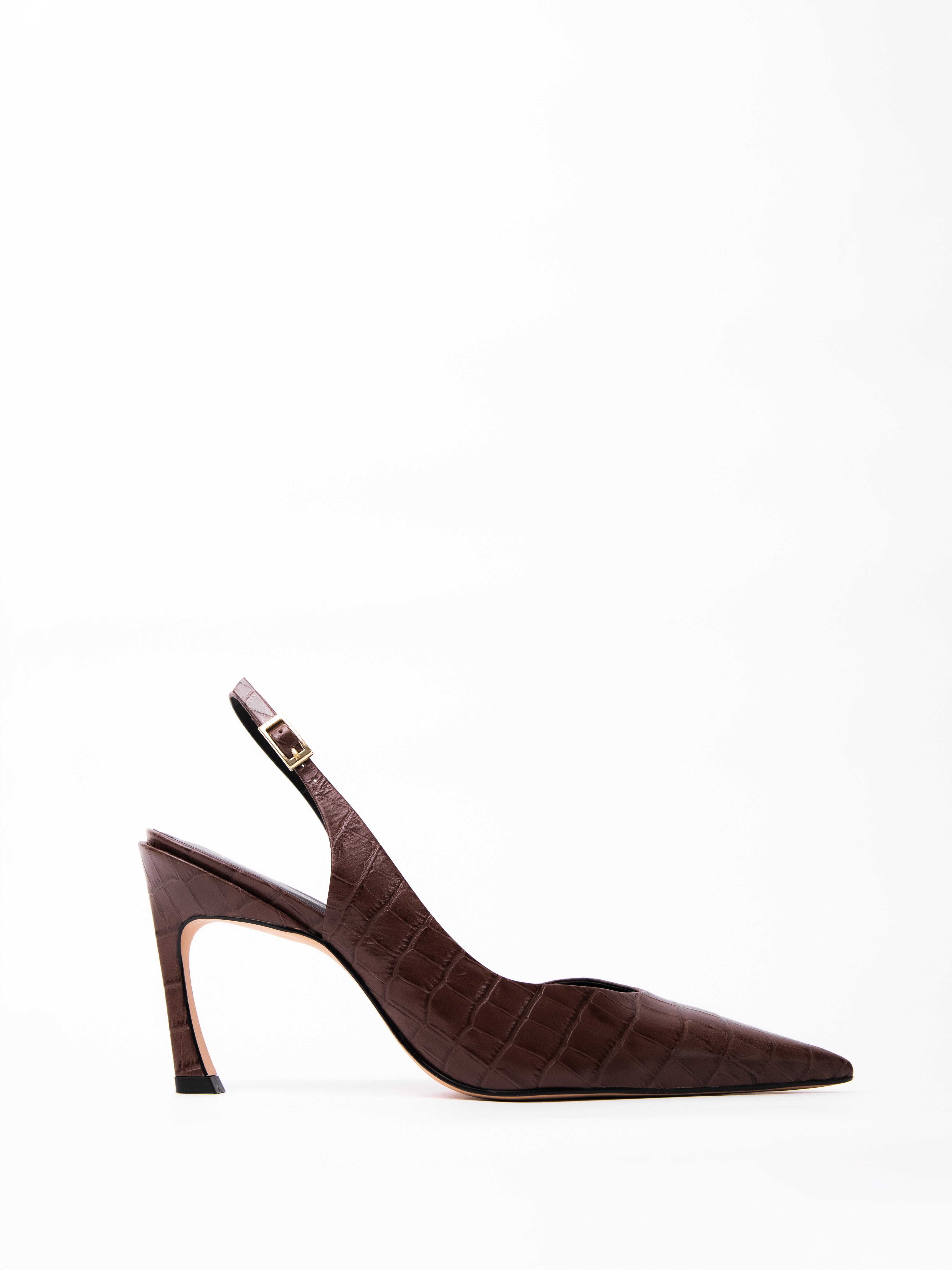 Zapato Amelie Cuero Croco Café